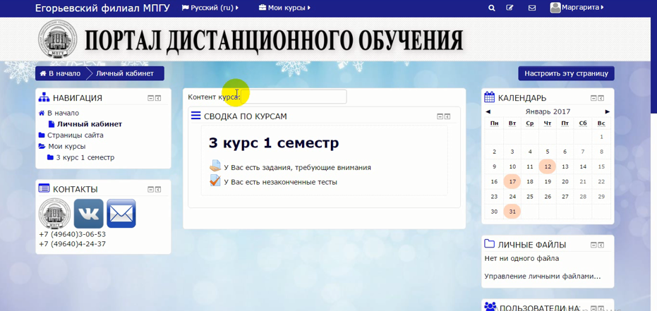 Управление личным кабинетом. МПГУ личный кабинет. Егорьевский филиал МПГУ. Дистанционное обучение личный кабинет. Портал дистанционного обучения.