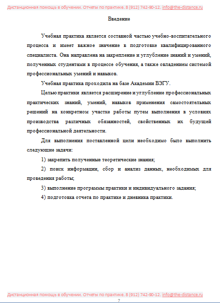Пример отчета по практике ВЭГУ
