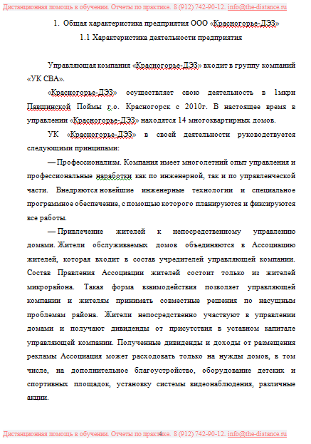 Пример отчета по практике ИДК