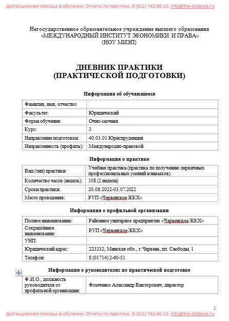 Пример отчета по практике МИЭП