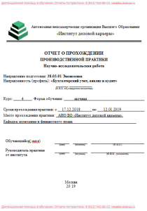Пример отчета по практике ИДК