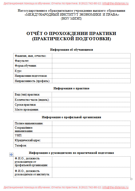 Пример отчета по практике МИЭП