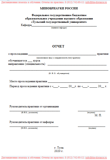 Пример отчета по практике ТулГУ
